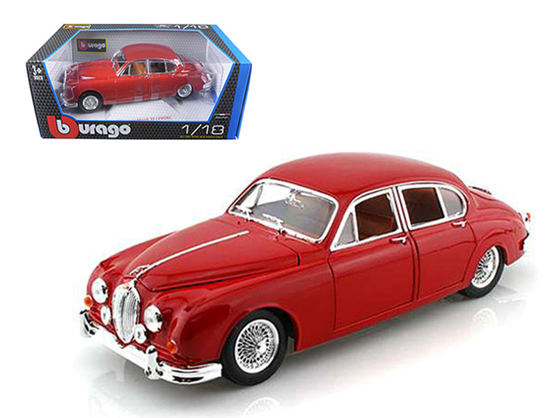 1959 Jaguar Mark II Red 1/18 Diecast Car Model by Bburago-DiecastModeler.com