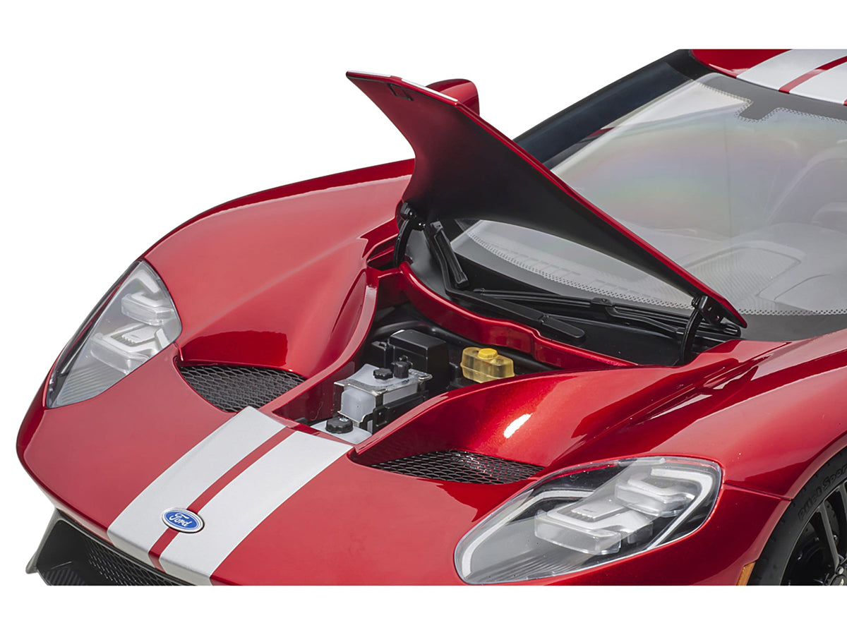 2017 Ford GT Liquid Red Metallic with Silver Stripes 1/12 Model Car by Autoart-DiecastModeler.com