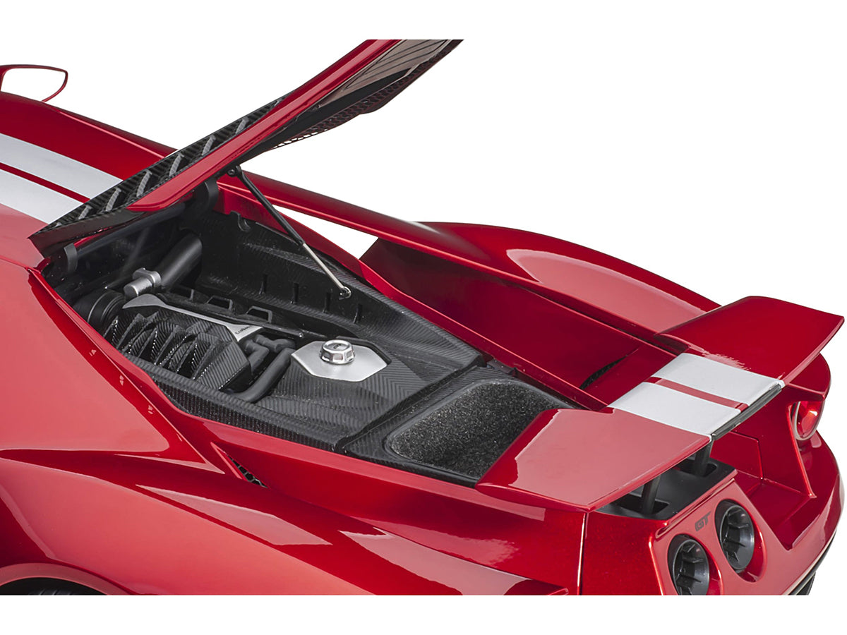 2017 Ford GT Liquid Red Metallic with Silver Stripes 1/12 Model Car by Autoart-DiecastModeler.com