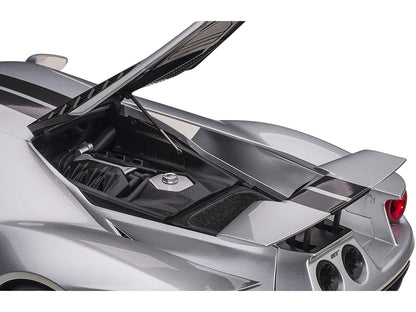 2017 Ford GT Ingot Silver Metallic with Black Stripes 1/12 Model Car by Autoart-DiecastModeler.com