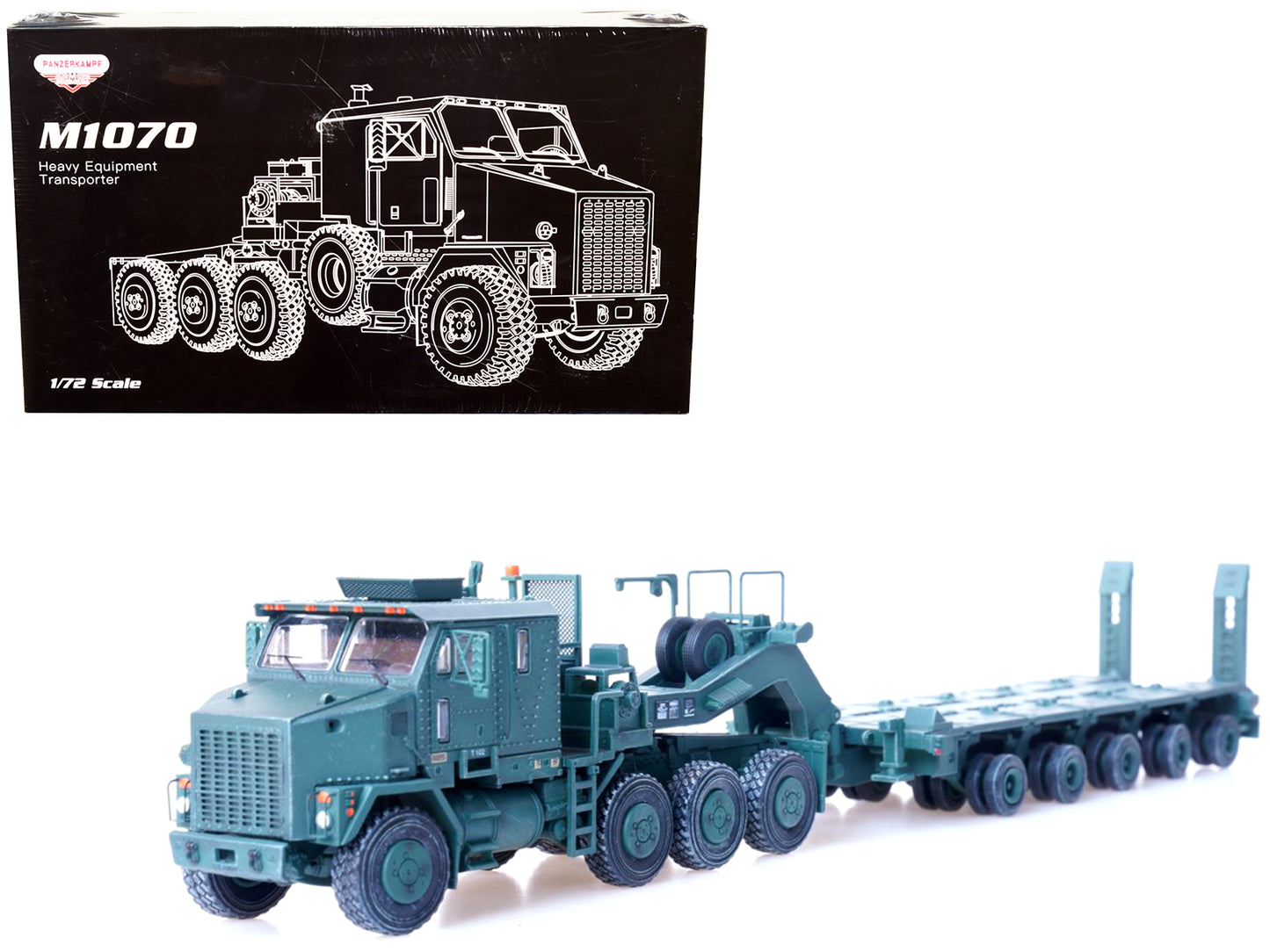 M1070 Heavy Equipment Transporter Army Green "Armor Premium" Series 1/72 Diecast Model by Panzerkampf-DiecastModeler.com