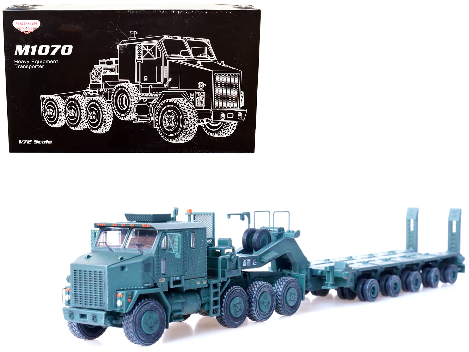 M1070 Heavy Equipment Transporter Army Green "Armor Premium" Series 1/72 Diecast Model by Panzerkampf-DiecastModeler.com