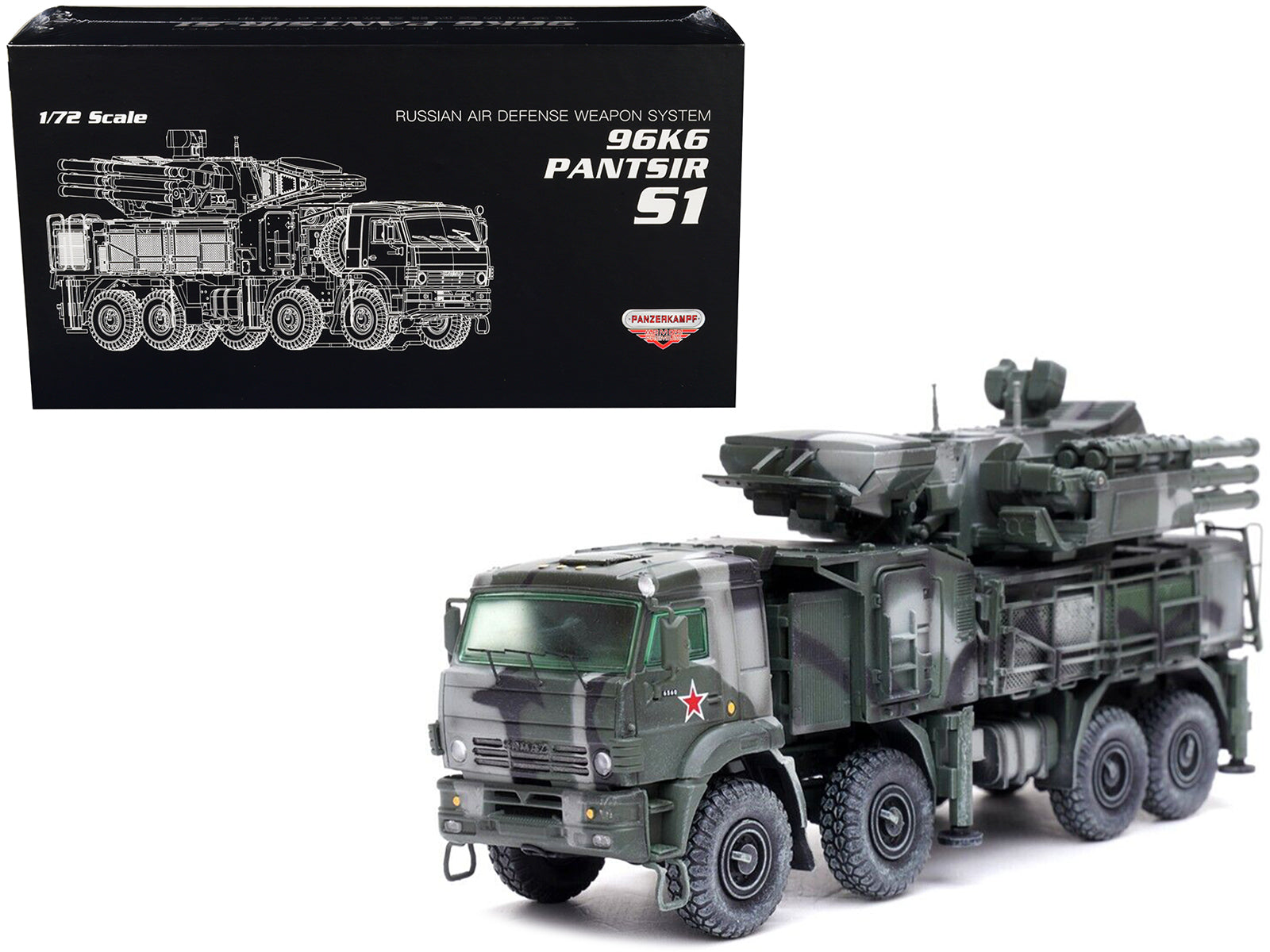 Pantsir S1 96K6 Self-Propelled Air Defense Weapon System Tri-Color Camouflage "Russia's Armed Forces" "Armor Premium" Series 1/72 Diecast Model by Panzerkampf-DiecastModeler.com