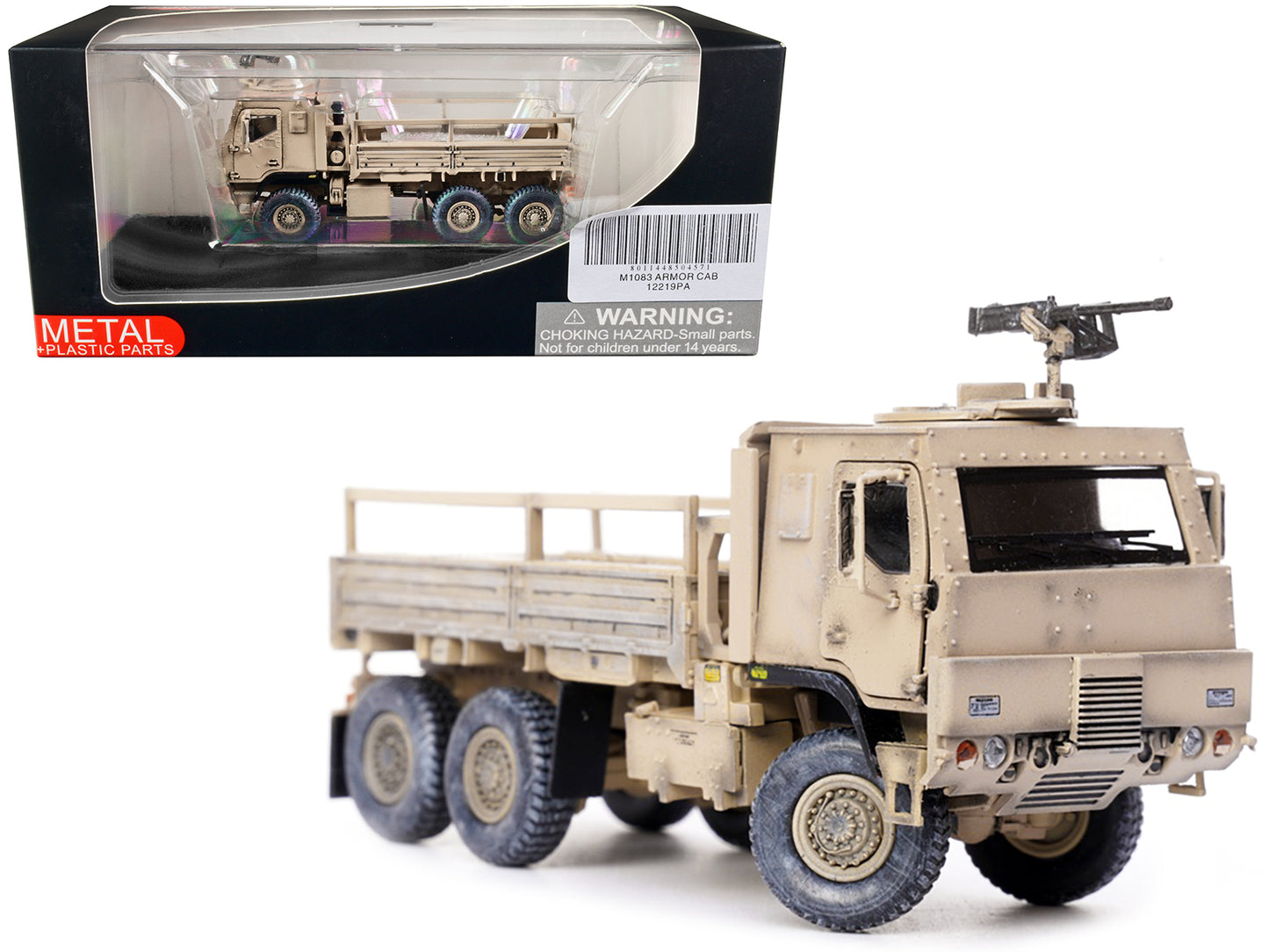 M1083 MTV (Medium Tactical Vehicle) Armored Cab Cargo Truck with Turret Desert Camouflage "US Army" "Armor Premium" Series 1/72 Diecast Model by Panzerkampf-DiecastModeler.com