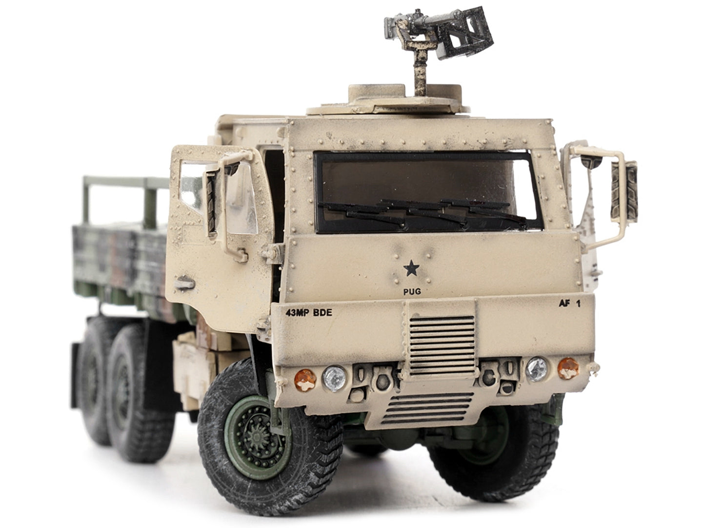 M1083 MTV (Medium Tactical Vehicle) Armored Cab Cargo Truck with Turret NATO Camouflage "US Army" "Armor Premium" Series 1/72 Diecast Model by Panzerkampf-DiecastModeler.com