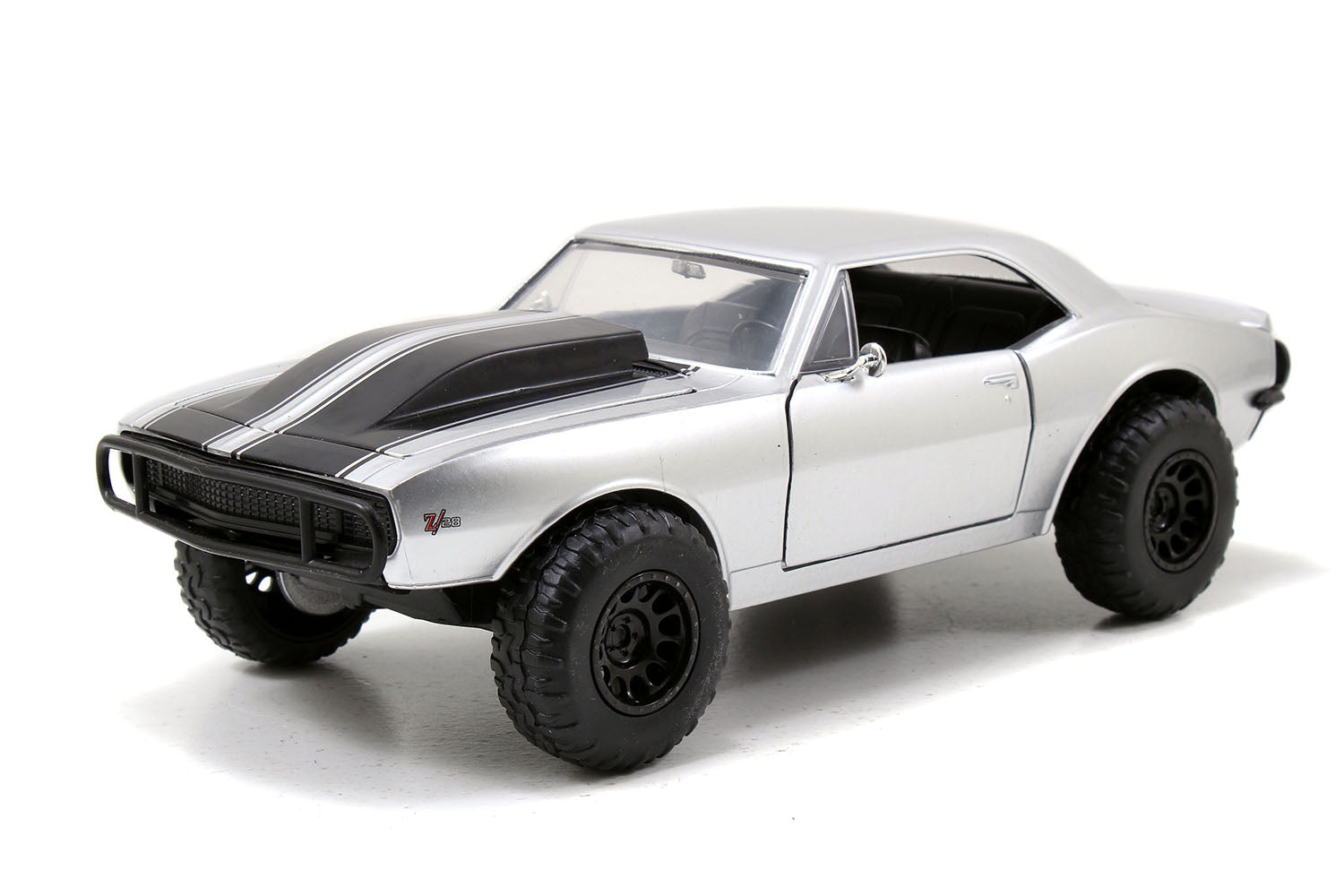 Roman's Chevrolet Camaro Z/28 Silver "Fast & Furious 7" Movie 1/24 Diecast Model Car by Jada-DiecastModeler.com