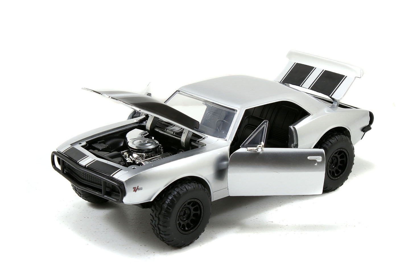 Roman's Chevrolet Camaro Z/28 Silver "Fast & Furious 7" Movie 1/24 Diecast Model Car by Jada