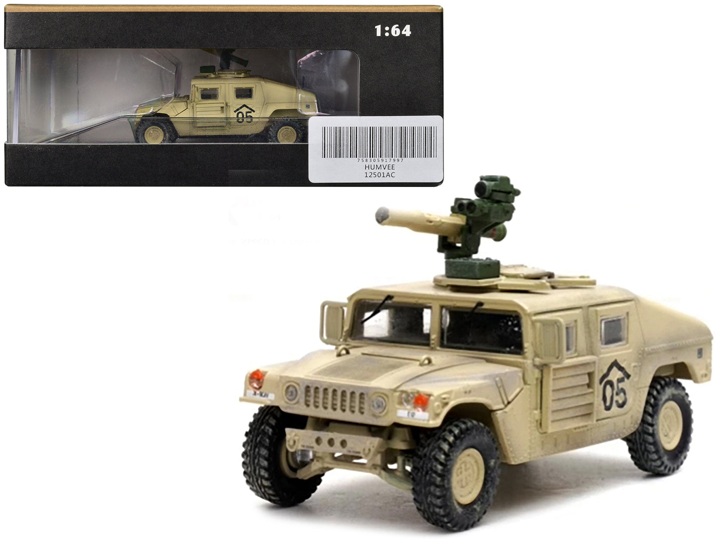 M1046 HUMVEE Tow Missile Carrier Desert Camouflage "E Troop 9th Regiment 2nd Brigade Combat Team 3rd Infantry Division (Mechanized) Iraq" (2003) "Military Miniature" Series 1/64 Diecast Model by Panzerkampf-DiecastModeler.com