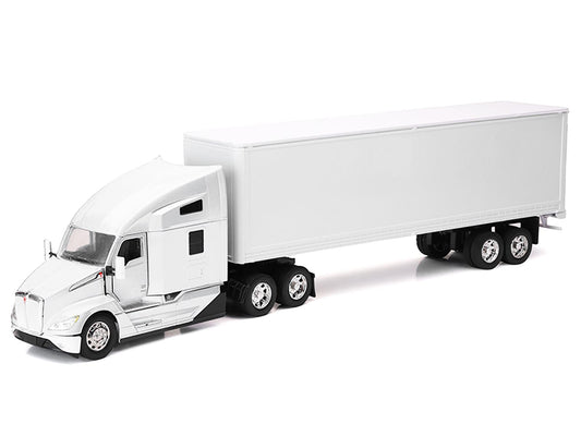 Kenworth T680 Truck White with Dry Van Trailer White "Long Haul Trucker" Series 1/32 Diecast Model by New Ray