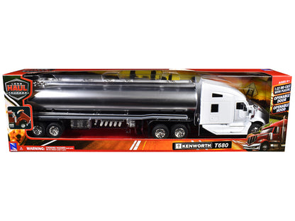 Kenworth T680 Truck White with Oil Tanker Trailer Chrome "Long Haul Trucker" Series 1/32 Diecast Model by New Ray-DiecastModeler.com
