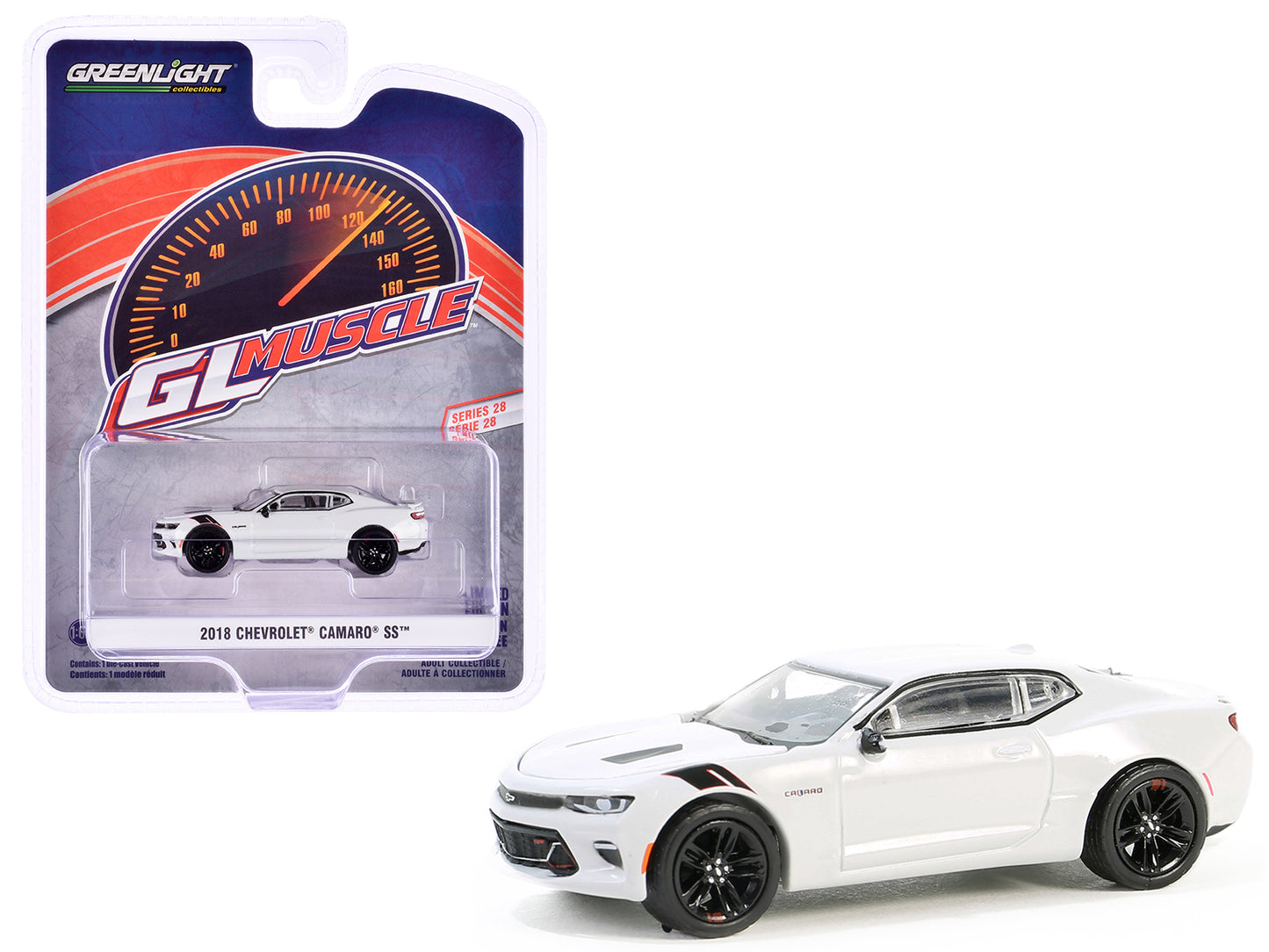 2018 Chevrolet Camaro SS Redline Edition Silver Ice Metallic "GreenLight Muscle" Series 28 1/64 Diecast Model Car by Greenlight-DiecastModeler.com