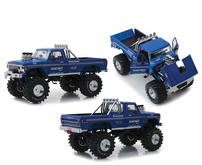 1974 Ford F-250 Bigfoot #1 The Original Monster Truck Blue with 48-Inch Tires "Kings of Crunch" 1/18 Diecast Model Car by Greenlight