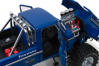 1974 Ford F-250 Bigfoot #1 The Original Monster Truck Blue with 48-Inch Tires "Kings of Crunch" 1/18 Diecast Model Car by Greenlight