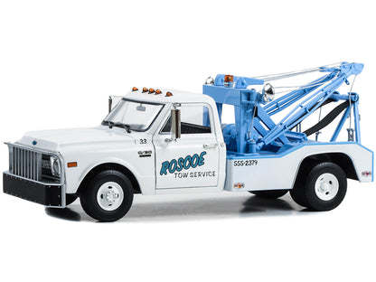 1969 Chevrolet C-30 Dually Wrecker Tow Truck "Roscoe Tow Service" White "Starsky and Hutch" (1975-1979) TV Series 1/18 Diecast Model Car by Greenlight-DiecastModeler.com