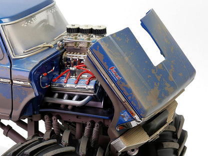 1974 Ford F-250 Monster Truck with 66-Inch Tires Blue "Bigfoot #1" (Dirty Version) "Kings of Crunch" Series 1/18 Diecast Model Car by Greenlight