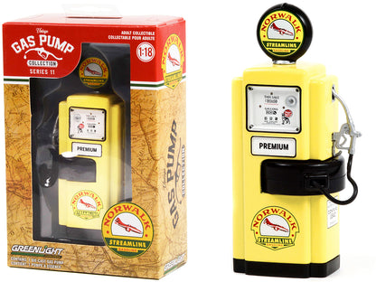 1948 Wayne 100-A Gas Pump "Norwalk Gasoline" Yellow and Black "Vintage Gas Pumps" Series 11 1/18 Diecast Model by Greenlight-DiecastModeler.com