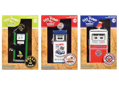 "Vintage Gas Pumps" Series 17 Set of 3 Pumps 1/18 Diecast Models by Greenlight