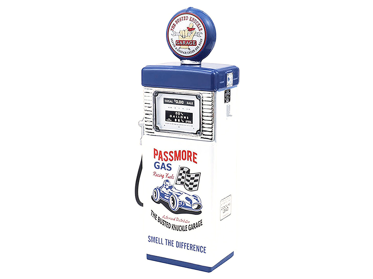 1951 Wayne 505 Gas Pump "Busted Knuckle Garage" White and Blue "Vintage Gas Pumps" Series 17 1/18 Diecast Replica by Greenlight