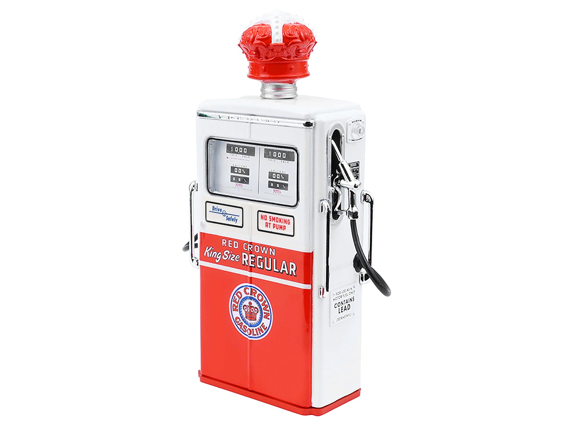 1954 Tokheim 350 Twin Gas Pump "Red Crown Gasoline" White and Red "Vintage Gas Pumps" Series 17 1/18 Diecast Replica by Greenlight-DiecastModeler.com