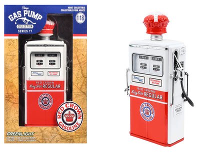 1954 Tokheim 350 Twin Gas Pump "Red Crown Gasoline" White and Red "Vintage Gas Pumps" Series 17 1/18 Diecast Replica by Greenlight-DiecastModeler.com