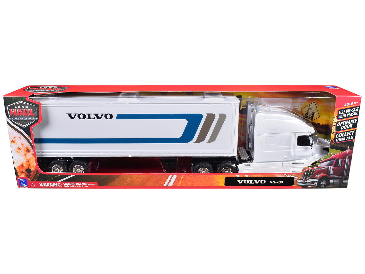 Volvo VN-780 Truck with Dry Van Trailer White "Long Haul Truckers" Series 1/32 Diecast Model by New Ray-DiecastModeler.com