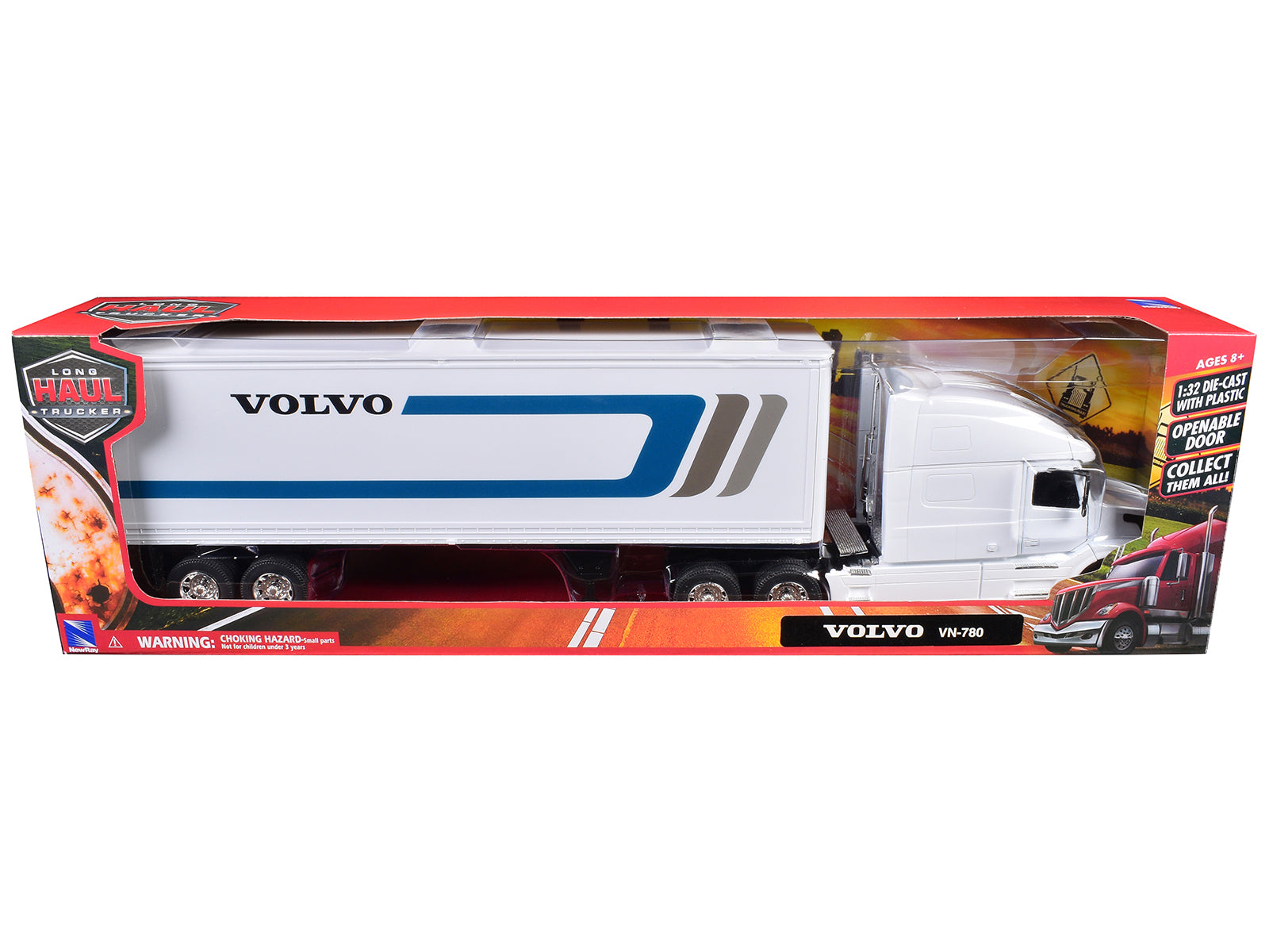 Volvo VN-780 Truck with Dry Van Trailer White "Long Haul Truckers" Series 1/32 Diecast Model by New Ray-DiecastModeler.com