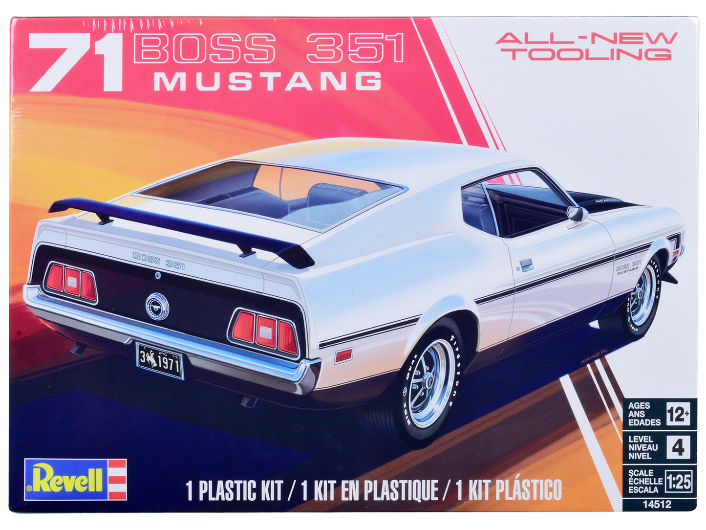 Level 4 Model Kit 1971 Ford Mustang Boss 351 1/25 Scale Model by Revell-DiecastModeler.com