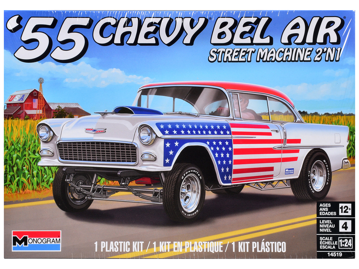Level 4 Model Kit 1955 Chevrolet Bel Air Street Machine 2-in-1 Kit 1/24 Scale Model by Revell-DiecastModeler.com