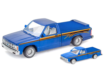 Level 4 Model Kit 1991 Chevrolet S-10 Lowrider Pickup Truck with 1/64 Diecast Version Included "Big + Little Series" 1/25 Scale Model by Revell-DiecastModeler.com