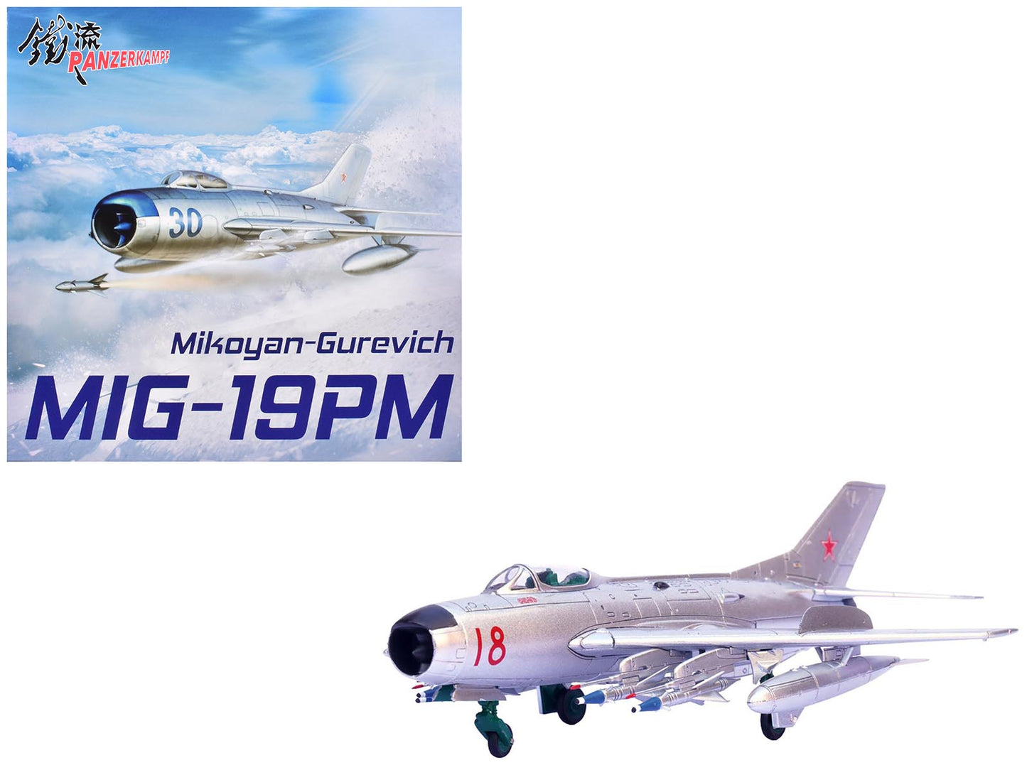 Mikoyan-Gurevich MiG-19PM Farmer-E Fighter Aircraft "Red 18" Soviet Air Force 1/72 Diecast Model by Panzerkampf