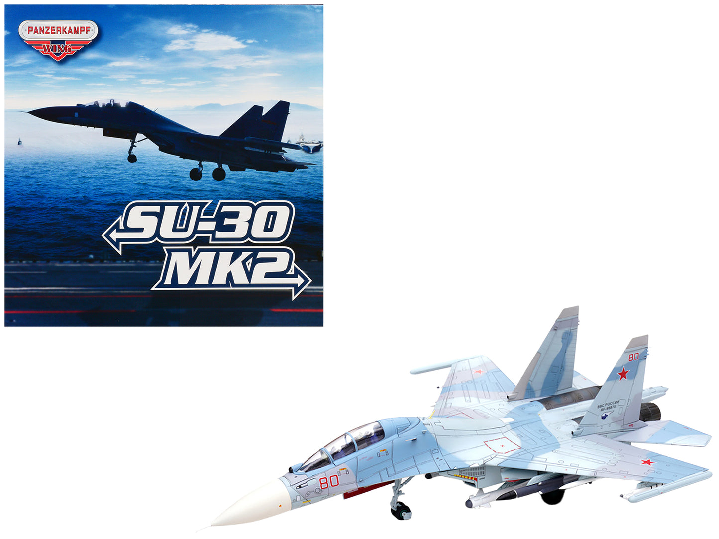 Sukhoi Su-30M2 Flanker-C Fighter Aircraft #80 "Russian Air Force" "Wing" Series 1/72 Diecast Model by Panzerkampf-DiecastModeler.com