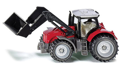 Massey Ferguson Tractor with Front Loader Red with Silver Top Diecast Model by Siku-DiecastModeler.com