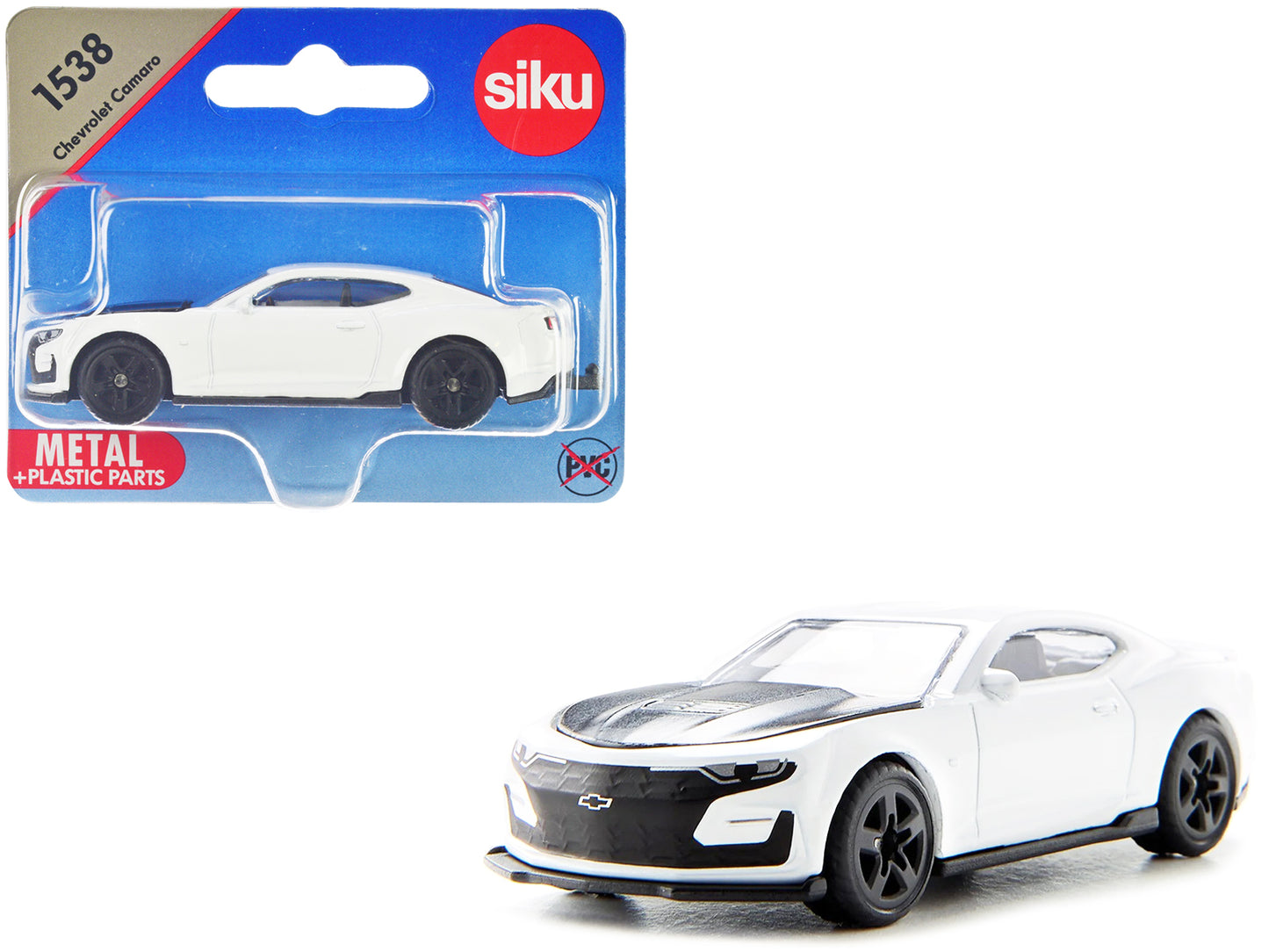 Chevrolet Camaro White with Black Hood Diecast Model Car by Siku-DiecastModeler.com