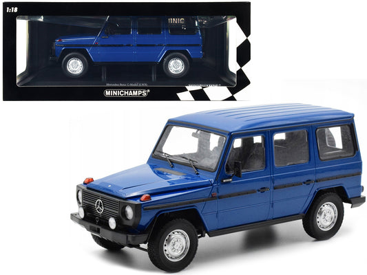 1980 Mercedes-Benz G-Model (LWB) Dark Blue with Black Stripes Limited Edition to 402 pieces Worldwide 1/18 Diecast Model Car by Minichamps-DiecastModeler.com