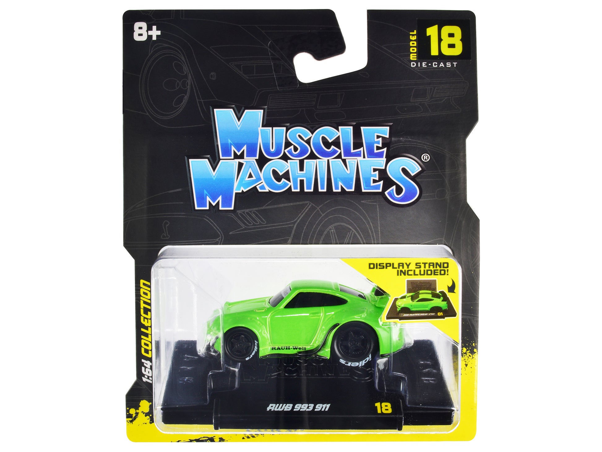 RWB 911 993 Bright Green "RAUH-Welt BEGRIFF" 1/64 Diecast Model Car by Muscle Machines-DiecastModeler.com