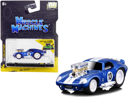1965 Shelby Daytona Coupe #13 Blue Metallic with White Stripes 1/64 Diecast Model Car by Muscle Machines-DiecastModeler.com