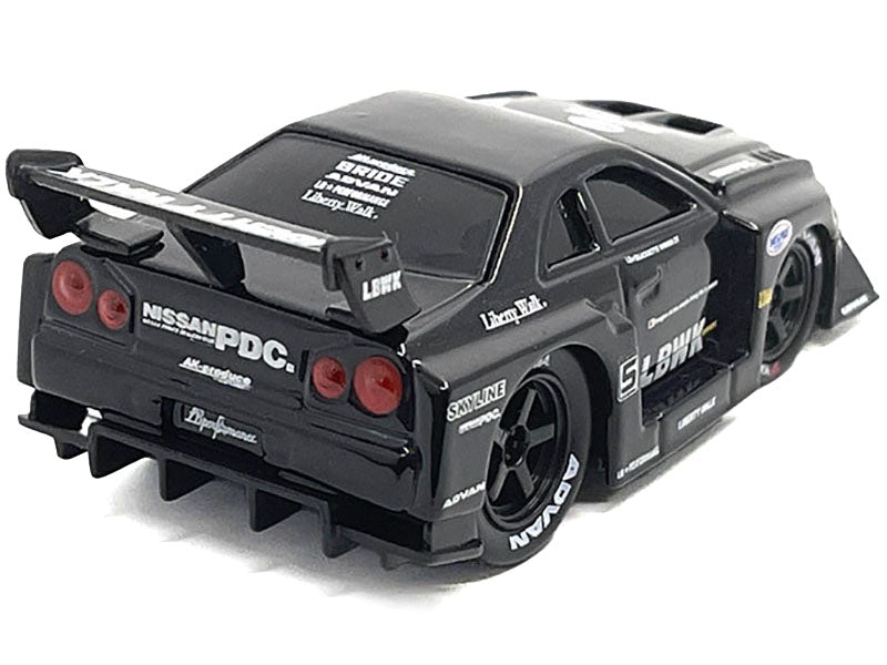 1999 Nissan Skyline GT-R (R34) #5 "Liberty Walk" Black 1/64 Diecast Model Car by Muscle Machines-DiecastModeler.com