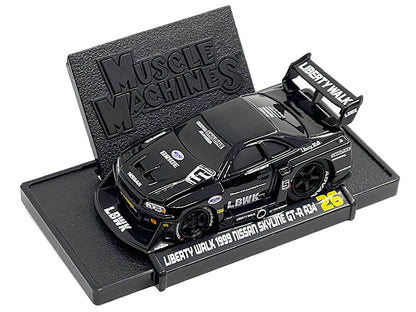 1999 Nissan Skyline GT-R (R34) #5 "Liberty Walk" Black 1/64 Diecast Model Car by Muscle Machines-DiecastModeler.com