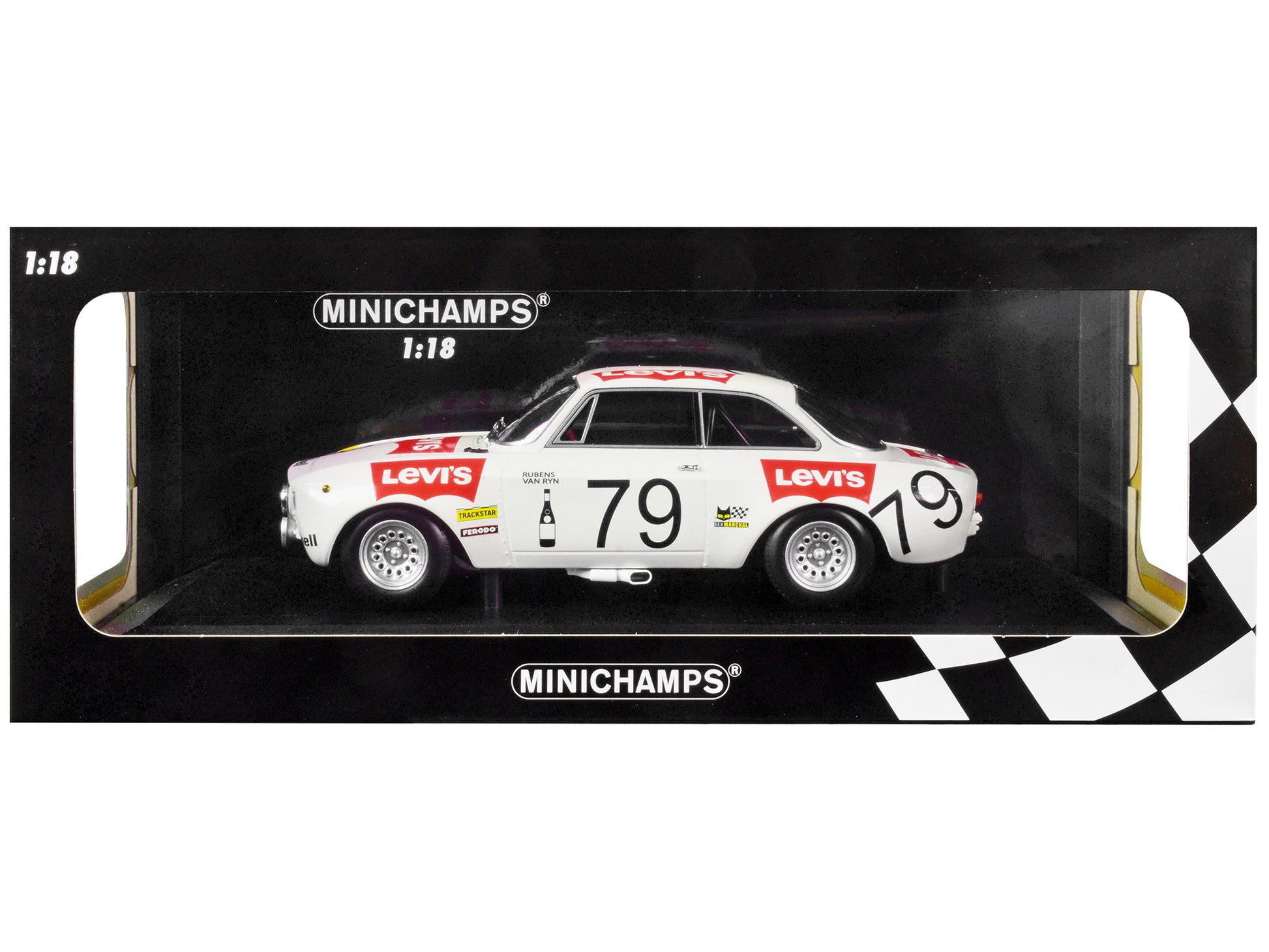 Alfa Romeo 1300 GTA #79 Pierre Rubens - Charles-Axel van Ryn "Levi's" 24 Hours of Spa (1971) Limited Edition to 300 pieces Worldwide 1/18 Diecast Model Car by Minichamps-DiecastModeler.com