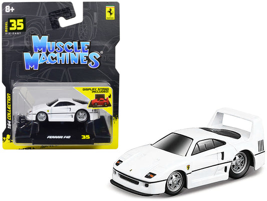 Ferrari F40 White 1/64 Diecast Model Car by Muscle Machines-DiecastModeler.com