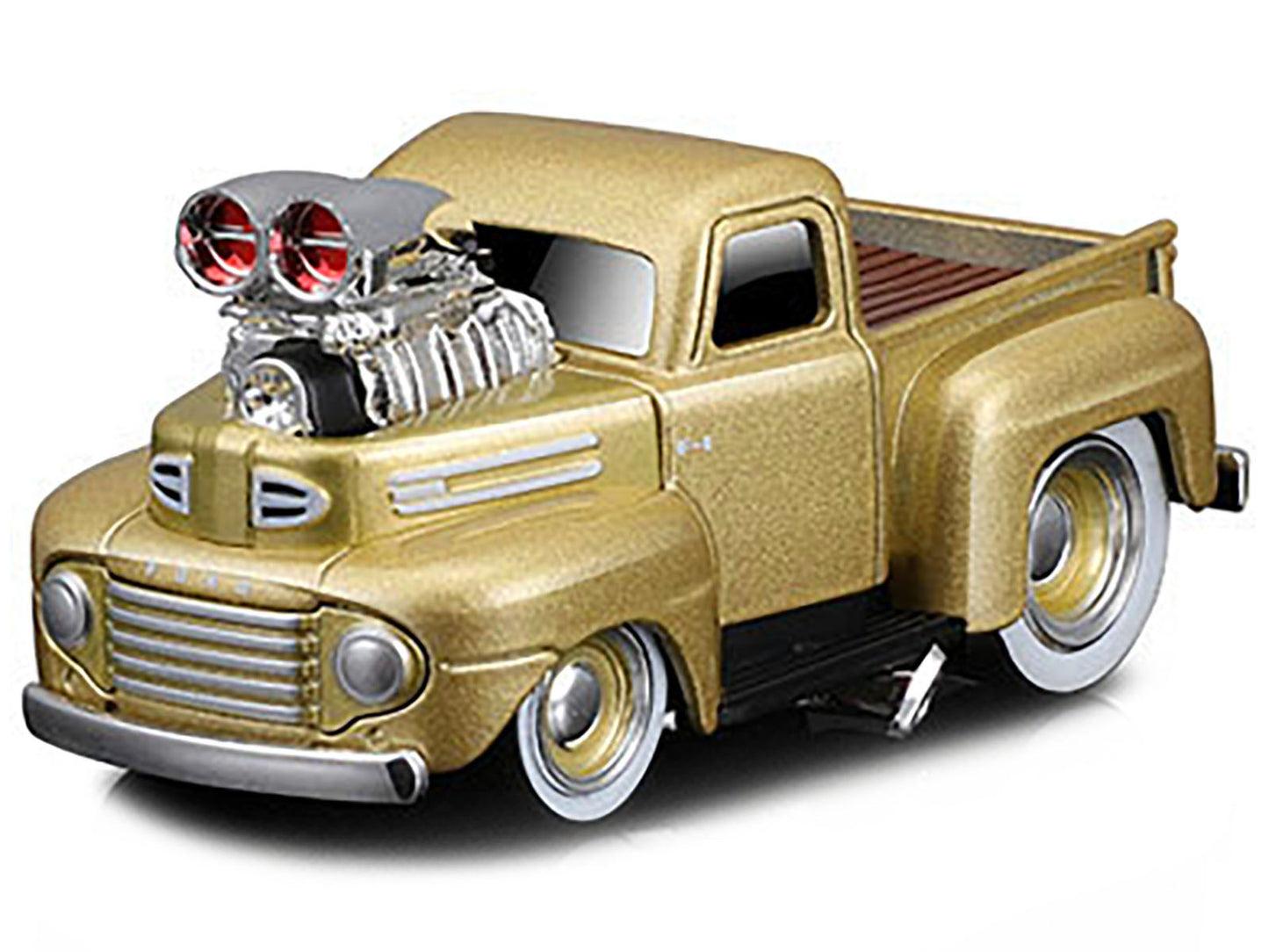 1949 Ford F1 Pickup Truck Gold Metallic 1/64 Diecast Model Car by Muscle Machines-DiecastModeler.com