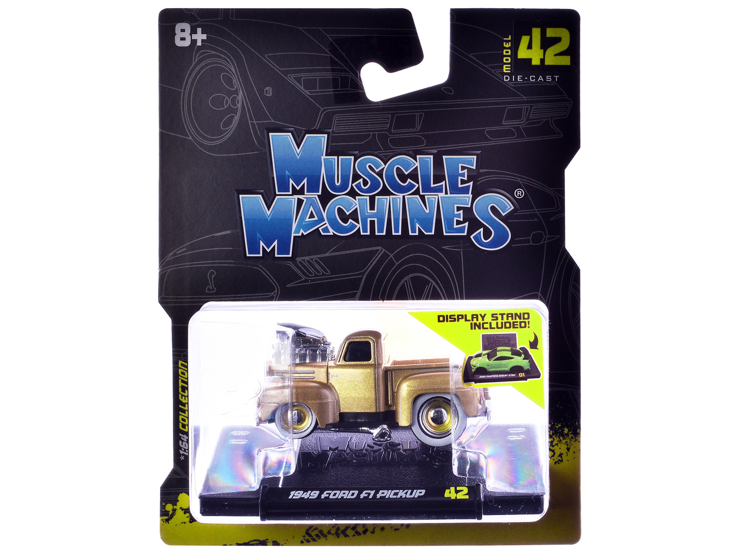 1949 Ford F1 Pickup Truck Gold Metallic 1/64 Diecast Model Car by Muscle Machines-DiecastModeler.com