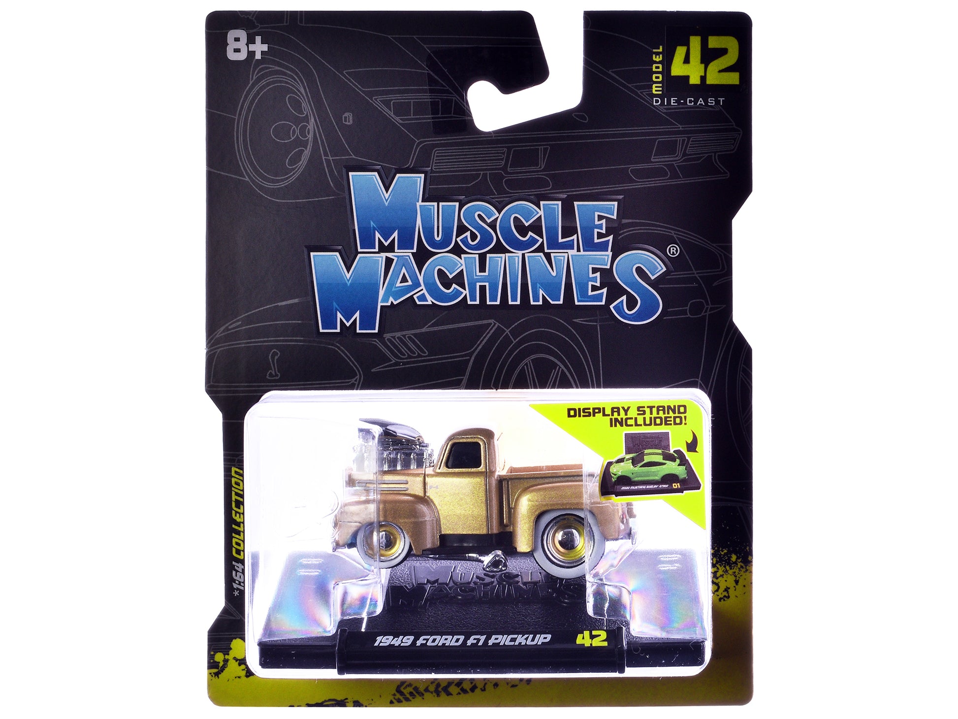 1949 Ford F1 Pickup Truck Gold Metallic 1/64 Diecast Model Car by Muscle Machines-DiecastModeler.com