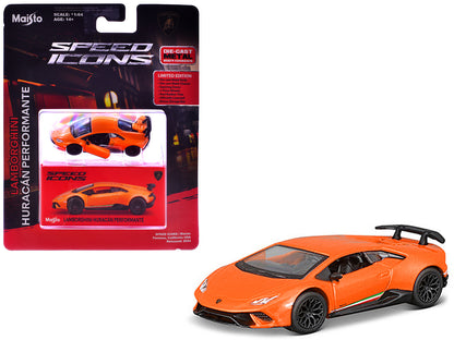 Lamborghini Huracan Performante Orange "Speed Icons" Series 1/64 Diecast Model Car by Maisto-DiecastModeler.com