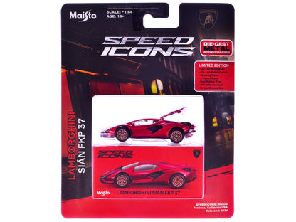 Lamborghini Sian FKP 37 Red Metallic "Speed Icons" Series 1/64 Diecast Model Car by Maisto