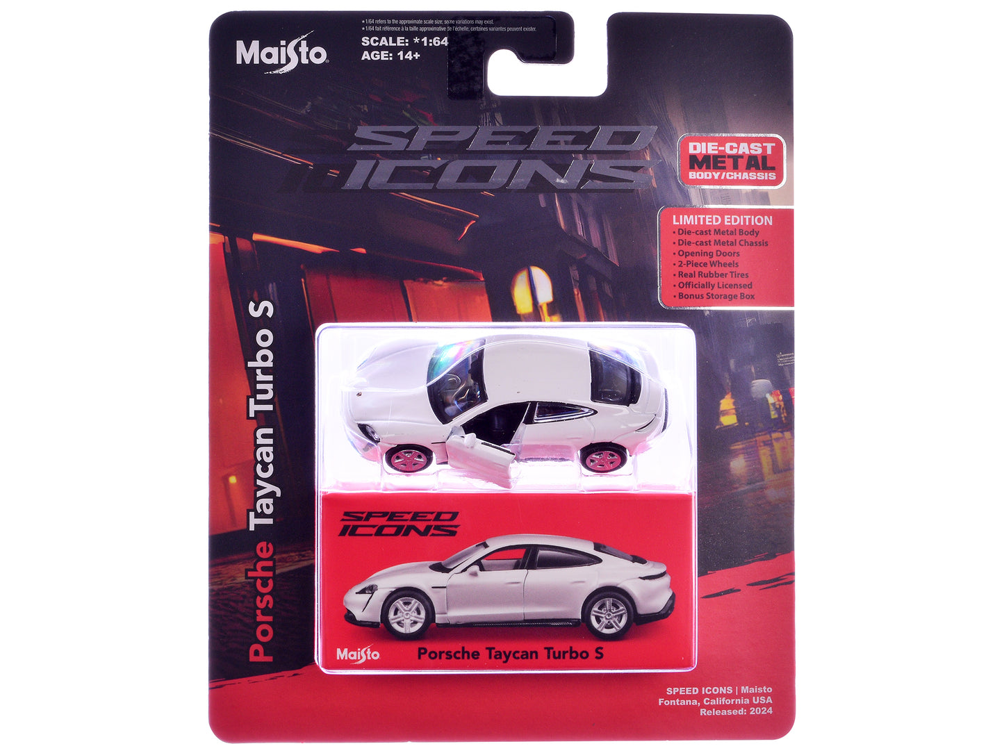 Porsche Taycan Turbo S White "Speed Icons" Series 1/64 Diecast Model Car by Maisto-DiecastModeler.com