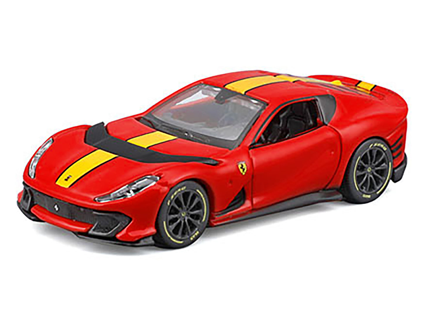 Ferrari 812 Competizione Red with Yellow Stripe "Speed Icons" Series 1/64 Diecast Model Car by Maisto