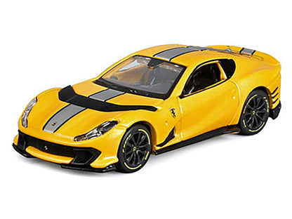Ferrari 812 Competizione Yellow Metallic with Silver Stripe "Speed Icons" Series 1/64 Diecast Model Car by Maisto