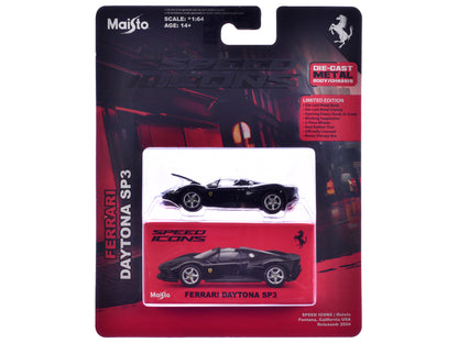Ferrari Daytona SP3 Black "Speed Icons" Series 1/64 Diecast Model Car by Maisto