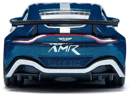 Aston Martin Vantage GT4 Blue Metallic with White Stripes Diecast Model Car by Siku-DiecastModeler.com